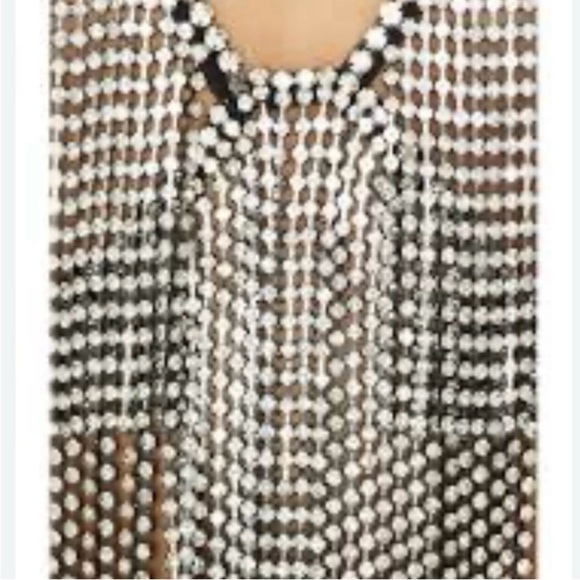 H:ours Ilona Rhinestone Top Black and Clear Size M/L - Picture 5 of 7